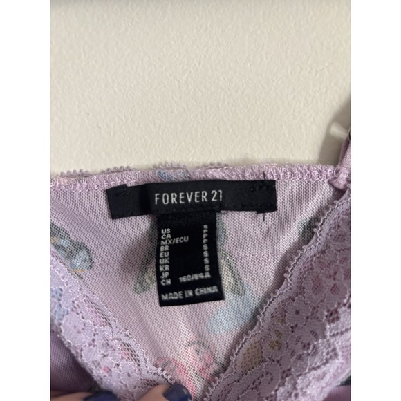 Forever 21 Y2K Butterfly Lace Crop Top Pink Cute Lettuce Hem Small Stretch - Picture 4 of 5